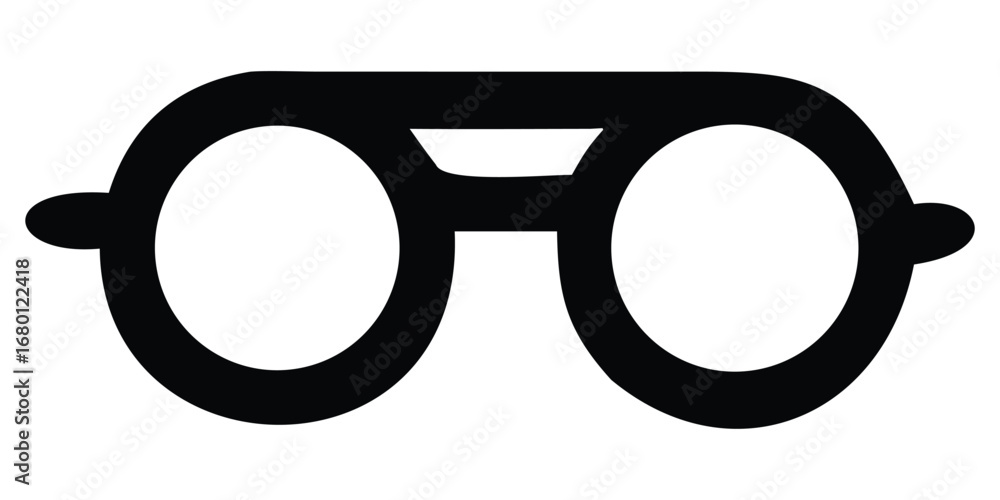 Poster vector design of an accessory icon showing a pair of spectacles or goggles on a blue metallic button
