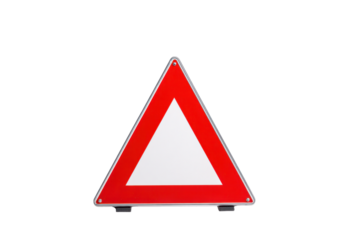 Red Triangle Warning Sign on Transparent Background
