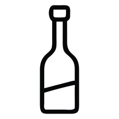 An elegant white wine bottle with a blank label stands isolated on a transparent background, showcasing the full, clear liquid