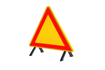 Portable Triangular Safety Warning Sign on Stand