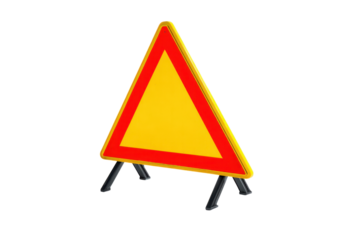 Portable Triangular Safety Warning Sign on Stand