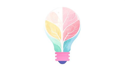 Naklejka premium Abstract lightbulb design with pastel leaves