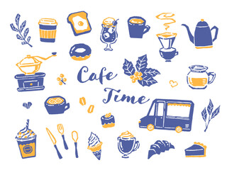 illustration of cafe drink and food menu