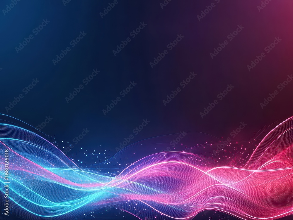 Poster vibrant abstract digital background with colorful light streaks and wave patterns in shades of pink 