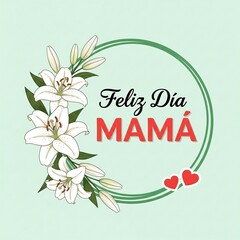 A beautiful and elegant graphic design celebrating Mother's Day on Spanish with text "Feliz Dia Mama"