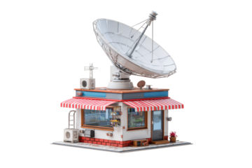 Satellite Shop 3D Kiosk Illustration on Transparent Background