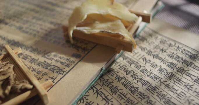 
Traditional Chinese medicine herbs: burdock root, gastrodia elata, angelica sinensis