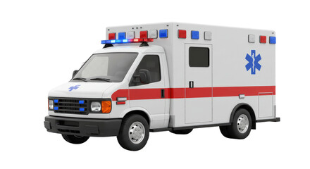 Ambulance emergency medical services vehicle isolated on white background.