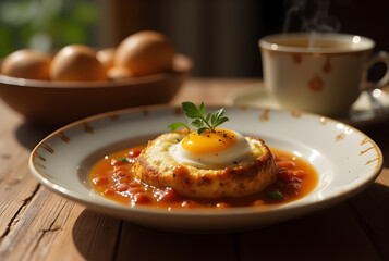 World food day,egg with soap,rich with protein, white egg yellow egg,cocked egg with tea,fried egg, full of protein,Fried eggs and bacon for breakfast isolated on white background. Top view