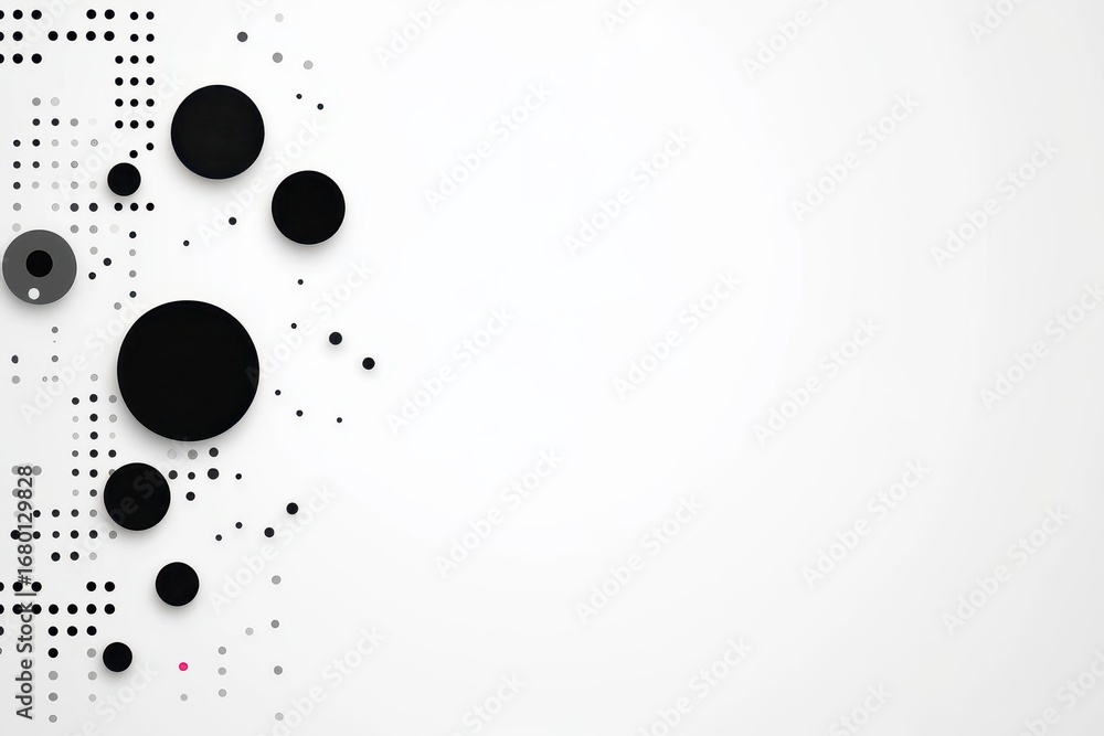 Aufkleber abstract black and gray circles of various sizes arranged in a flowing pattern on a white background
