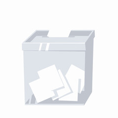 Transparent Ballot Box with Folded Papers Inside
