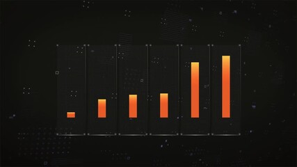 Animated Digital Bar Chart Displaying Progressive Data Growth and Technological Advancement - Powered by Adobe