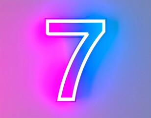 Neon Number Seven on Gradient Background