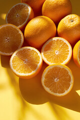 Orange fruits on a orange back