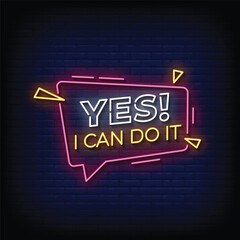 yes i can do it neon sign with brick wall background vector