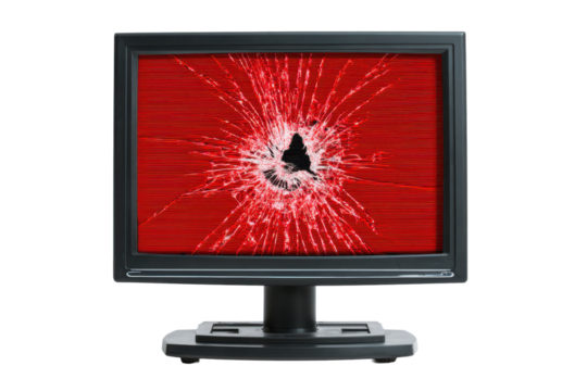 Broken Monitor with Red Error Screen