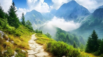 Fototapeta premium Mountain scenery with winding path