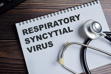 Concept of Respiratory syncytial virus write on book isolated on Wooden Table.