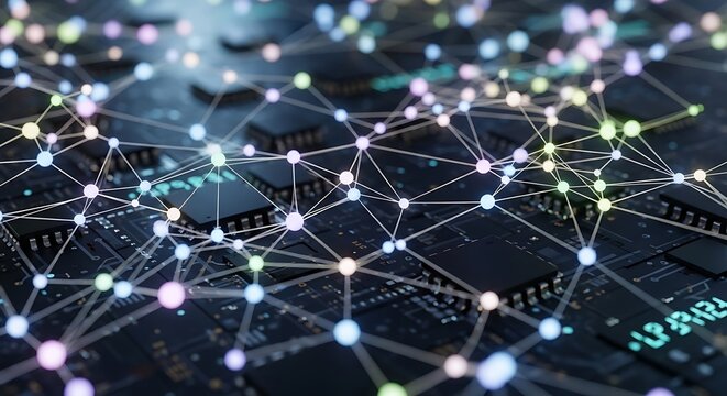 Intricate Networked Computer Chips.