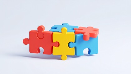 Obraz premium 3D puzzle icon symbolizing business collaboration