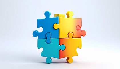 Obraz premium 3D puzzle icon symbolizing business collaboration