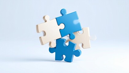 Fototapeta premium 3D puzzle icon symbolizing business collaboration