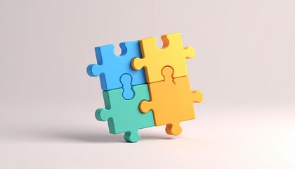 Obraz premium 3D puzzle icon symbolizing business collaboration