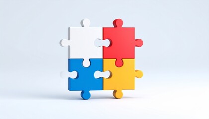 Naklejka premium 3D puzzle icon symbolizing business collaboration