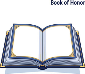 Open Book of Honor with Blue Cover and Gold Accents