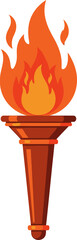 Stylized Torch with Flames, Burning Brightly.