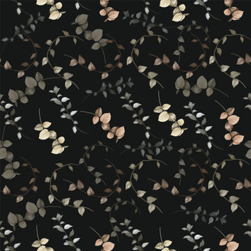 enchanted leave watercolor seamless pattern for background