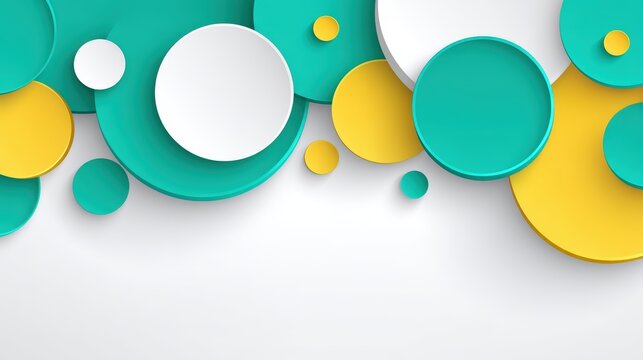 Clean abstract composition with overlapping teal and yellow circles, copy space on the bottom, modern advertising vibe