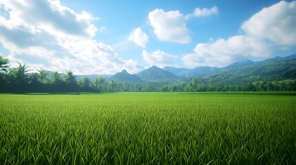 Obraz premium green grass and blue sky