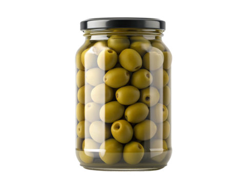 Fresh Pickled Green Olives in a Jar for Savory Snacks and Cooking