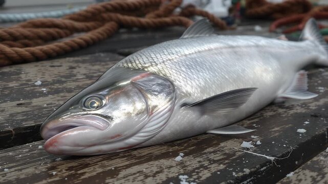 fresh fish on a wooden board
