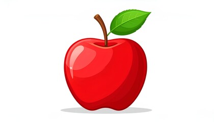 cartoon vector illustration of fresh glossy red apple on white background