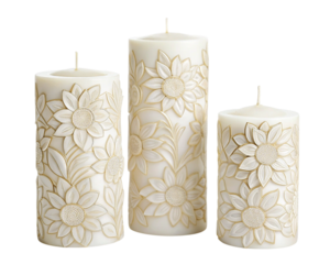 Wedding Candles with Intricate Patterns and Soft Glow