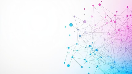 Obraz premium Abstract digital network with interconnected nodes and vibrant pink and blue color scheme representing technology innovation and data communication