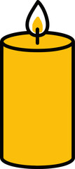 Cartoon Yellow Candle with Flame and Black Outline
