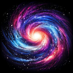 Obraz premium Galaxy Spiral Illustration with Stars, colorful space art, isolated transparent background png