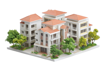Scale Model Planned Senior Housing Complex on Transparent Background