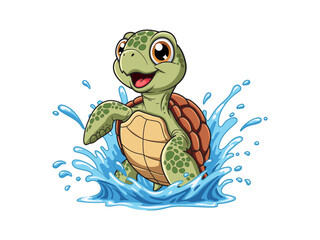 cartoon-sea-turtle-splash