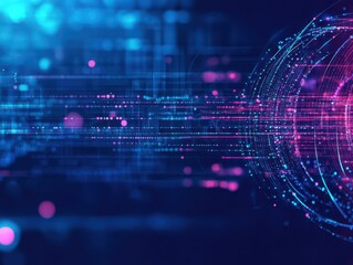 Fototapeta premium Futuristic digital technology background with abstract glowing data streams and interconnected glowing lines for innovation and high-tech concepts