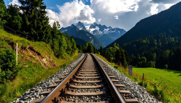 Scenic mountain railway tracks