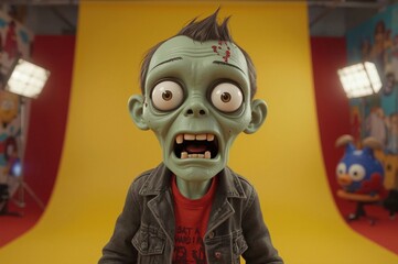 Cartoon zombie studio photoshoot, horror, fun