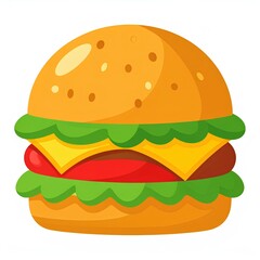 cartoon vector illustration of burger on white