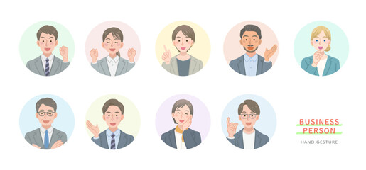 ビジネスパーソンのイラストセット　様々なポーズ
