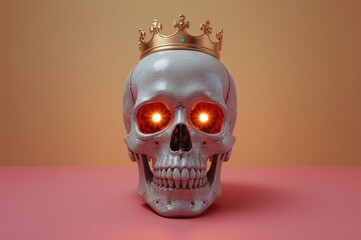 Crowned Skull Glowing Eyes, Pink Studio,  Memento Mori