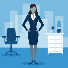 Professional Business Woman Silhouette Vector – Corporate Office Illustration