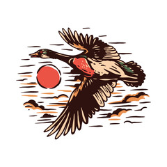 flying duck illustration vector design